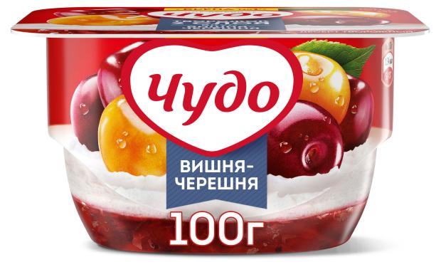 Творожок Чудо воздушный вишня-черешня 4% БЗМЖ, 100 г творожок эконива вишня черешня 5% 125 г