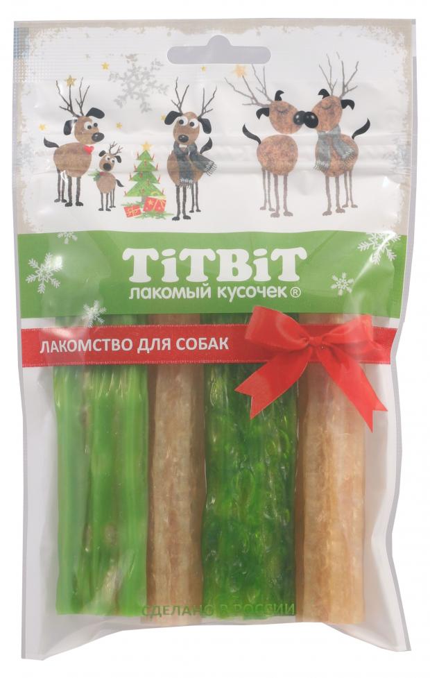 фото Лакомство для собак titbit палочки мармеладные для собак green snack новогодняя коллекция, 100 г