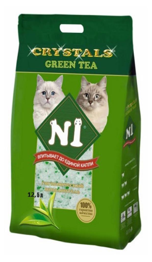 фото Наполнитель для кошачьего туалета 1 crystal green tea, 12,5 л №1