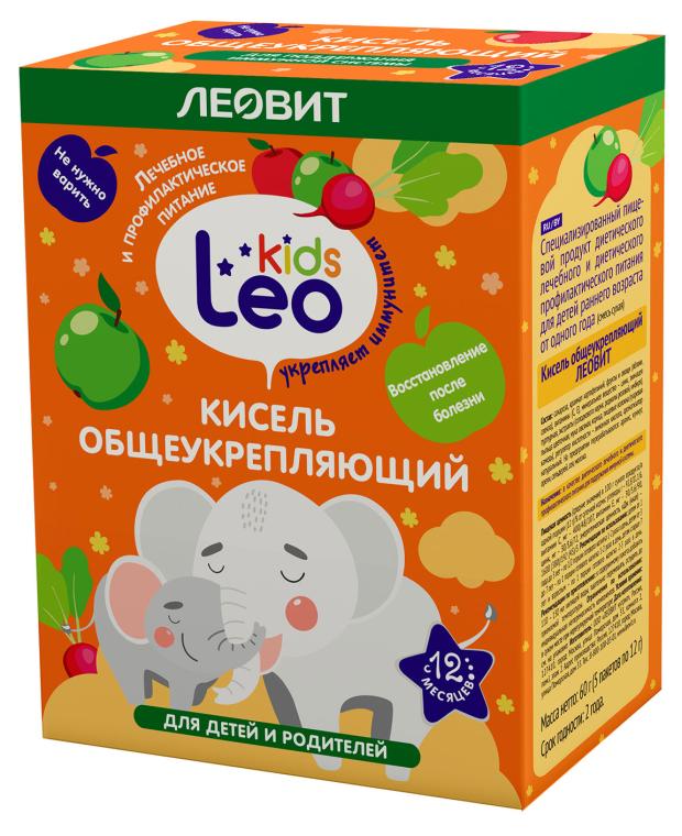 

Кисель Леовит Leo Kids Общеукрепляющий с 12 мес., 5х12 г