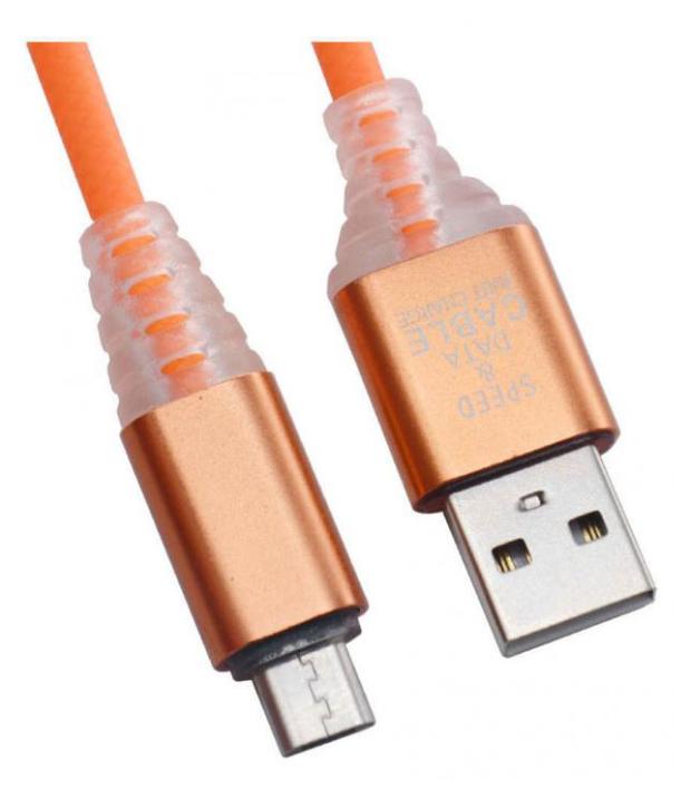 USB кабель Liberty Project Micro USB Змея LED TPE оранжевый