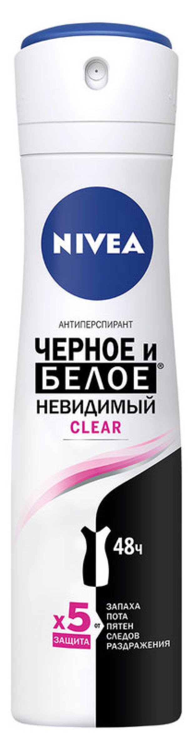 Антиперспирант спрей NIVEA Черное и Белое Невидимый Clear, 150 мл