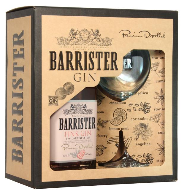 

Джин Barrister Pink Gin с бокалом в подарочной упаковке, 0,7 л