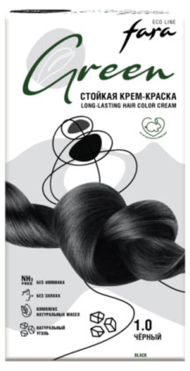 фото Крем-краска стойкая для волос fara eco line green 1.0 черный