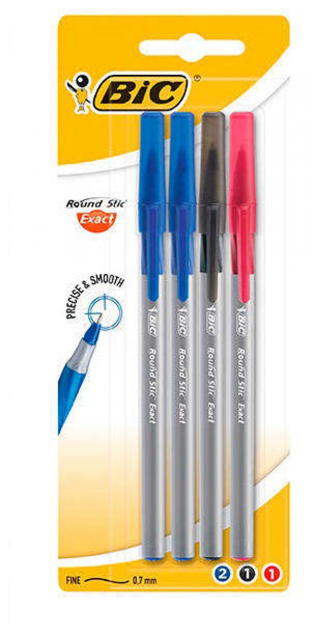 

Набор шариковых ручек Bic Round Stic Exact 3 цвета, 4 шт