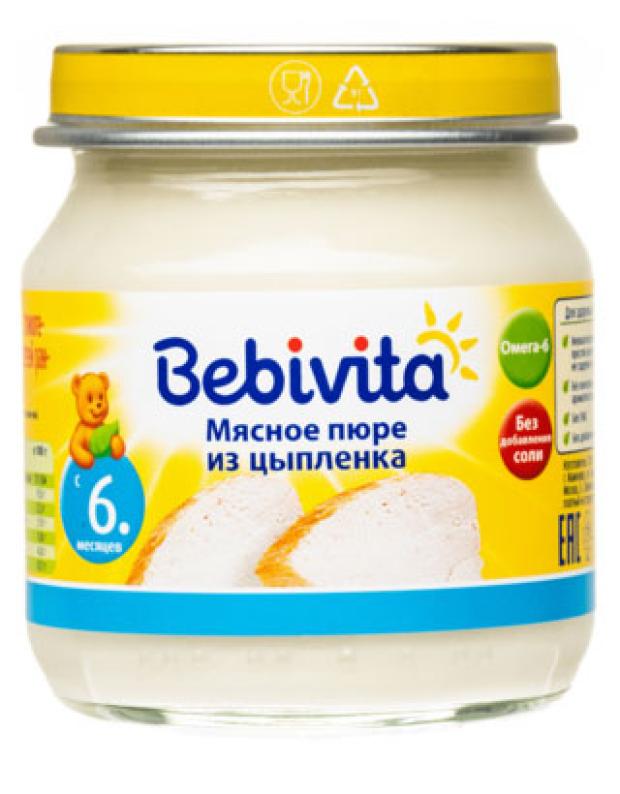 Пюре Bebivita Мясное пюре из цыпленка с 6 мес., 100 г