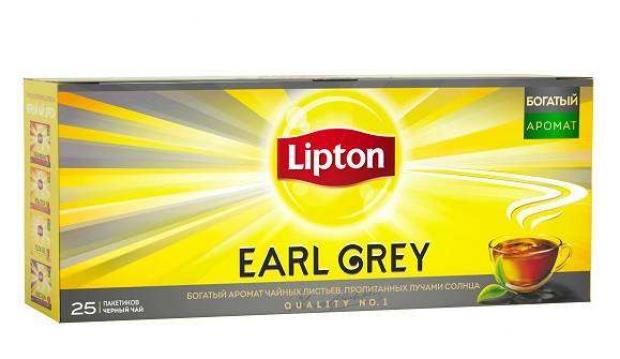 

Чай черный Lipton Earl Grey в пакетиках, 25х2 г