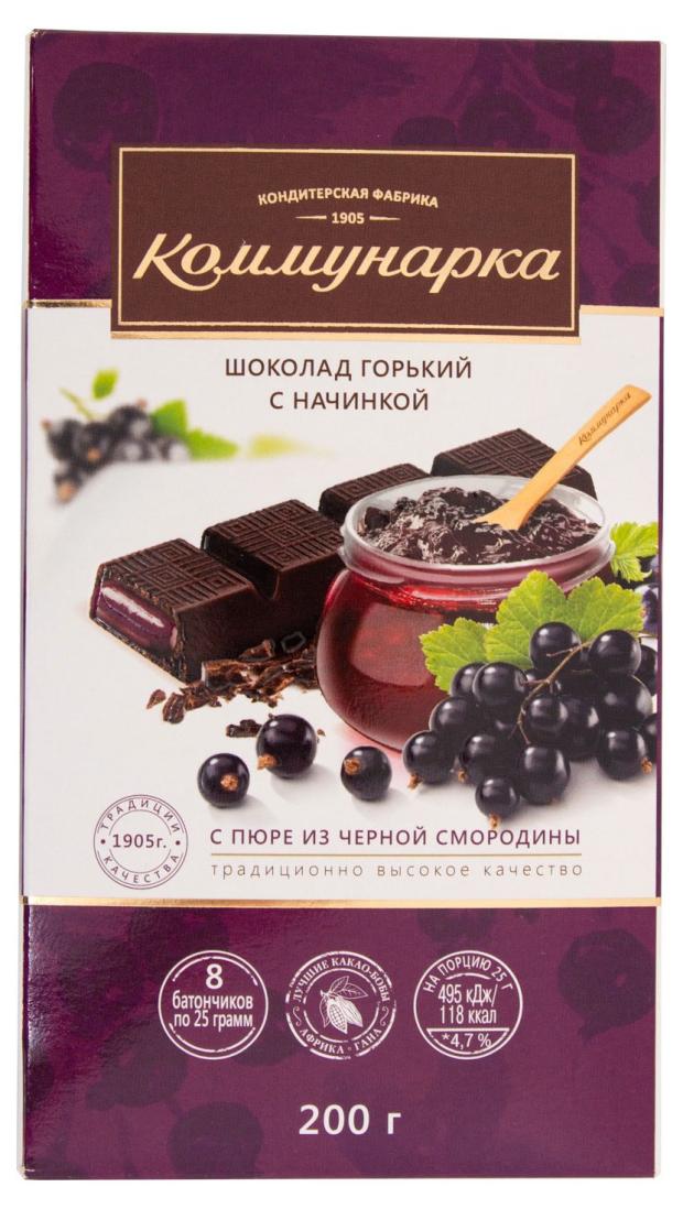 шоколад коммунарка горький 85% 85 г Шоколад горький Коммунарка с пюре из черной смородины, 200 г