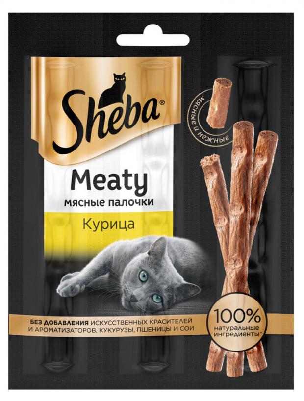 фото Лакомство для кошек sheba meaty мясные палочки со вкусом курица, 12 г