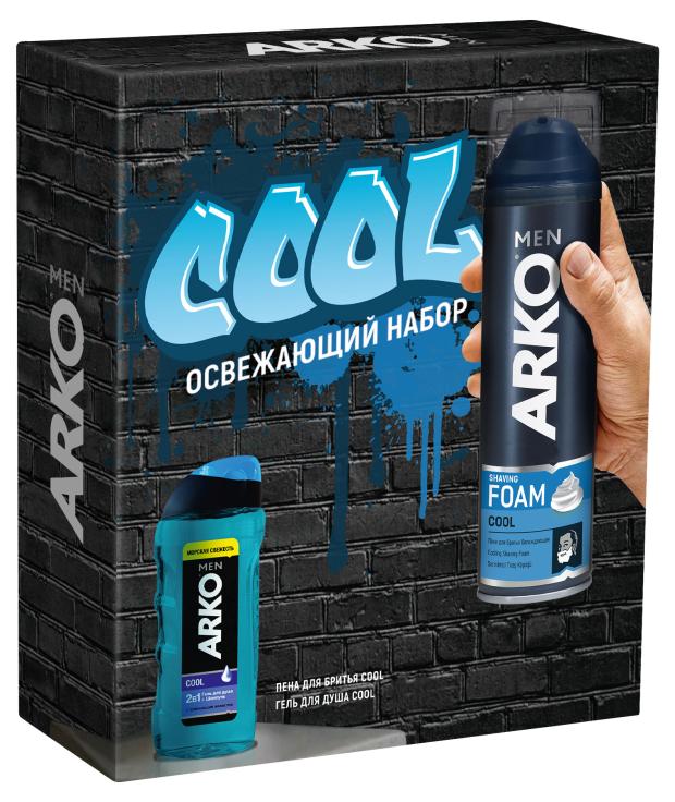 

Набор подарочный для мужчин Arko пена для бритья Cool 200 мл + гель для душа Cool 260 мл