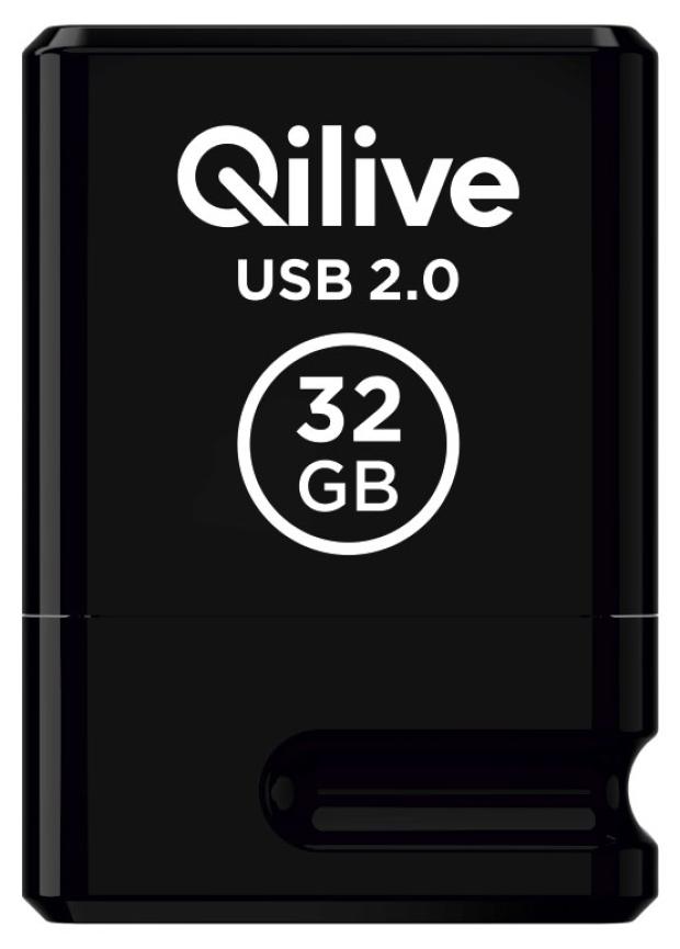 Флешка Qilive USB 2.0 Mini с колпачком пластик черная, 32GB