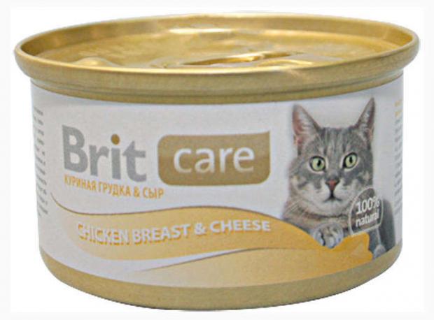 фото Консервированный корм для кошек brit care куриная грудка и сыр, 80 г