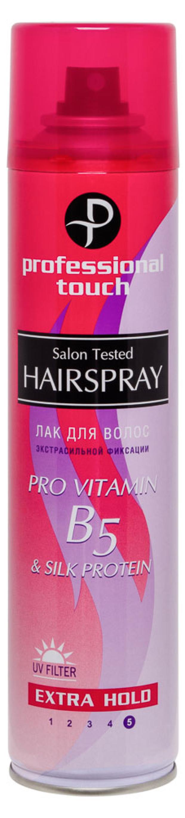 фото Лак для волос professional touch pro vitamin b5 &amp; silk protein экстрасильная фиксация, 265 мл