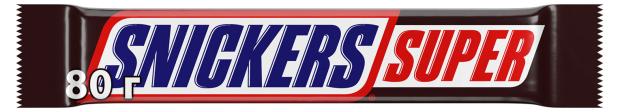 фото Батончик шоколадный snickers super с карамелью арахисом и нугой, 80 г