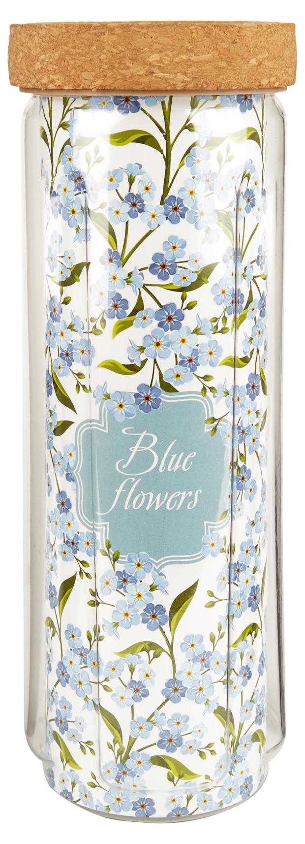 фото Банка для сыпучих продуктов sugar&amp;spice blue flowers rosemary с пробковой крышкой, 1,6 л sugar&spice