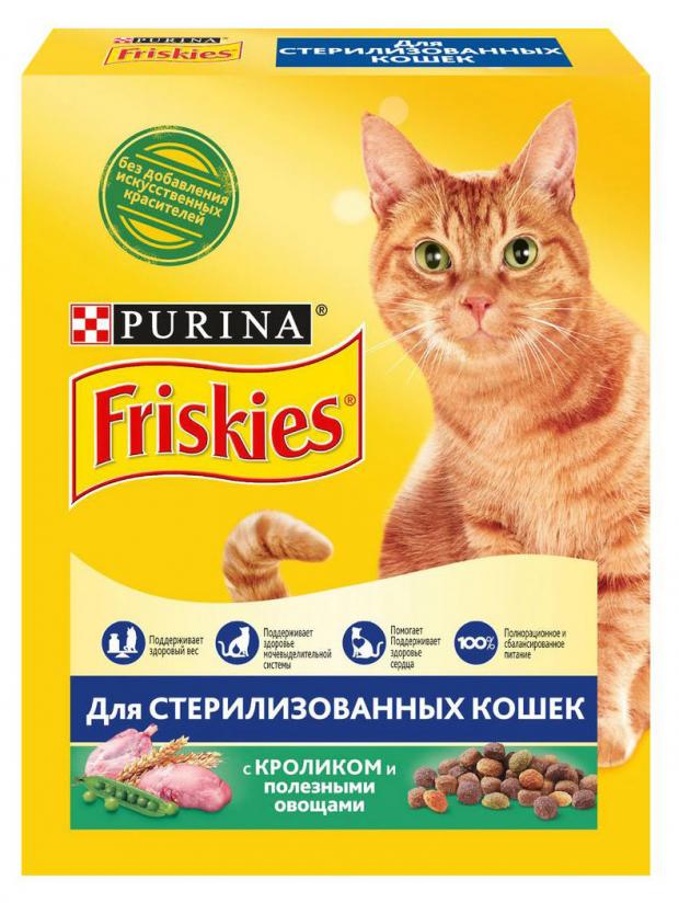 фото Сухой корм для стерилизованных кошек friskies с кроликом и полезными овощами, 300 г