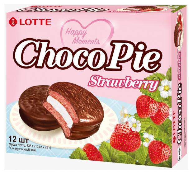 

Печенье бисквитное LOTTE Choco Pie Strawberry со вкусом клубники, 336 г