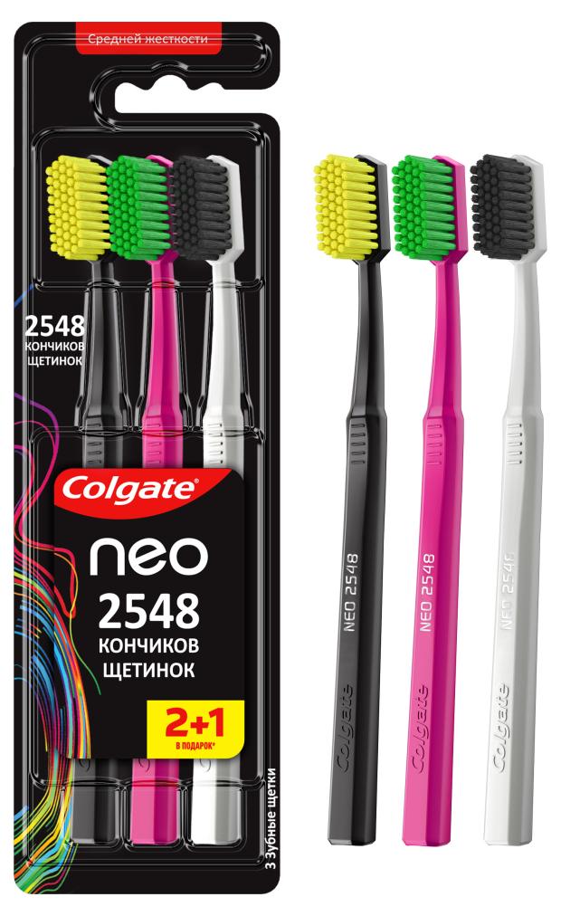 Зубная щетка Colgate Neo 2548 Кончиков щетинок средней жесткости, 2+1