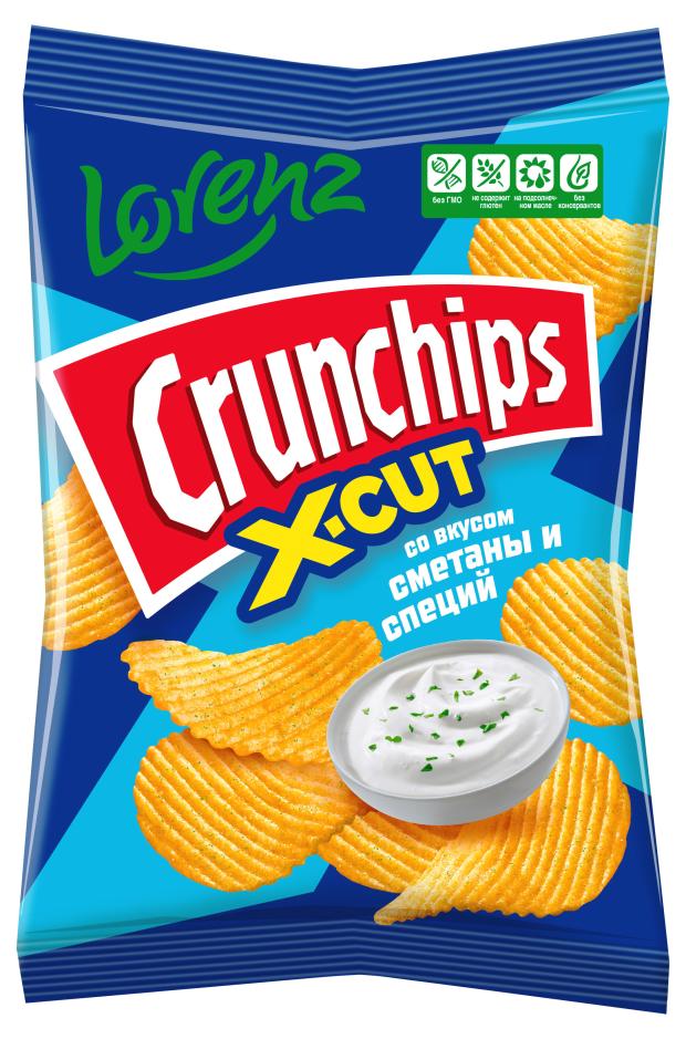 

Чипсы картофельные Lorenz Crunchips X-Cut рифленные со вкусом сметаны и специй, 70 г