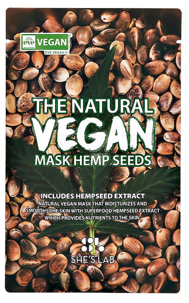 

Маска для лица She's Lab The Natural Vegan Hemp Seeds с экстрактом конопли тканевая, 20 мл