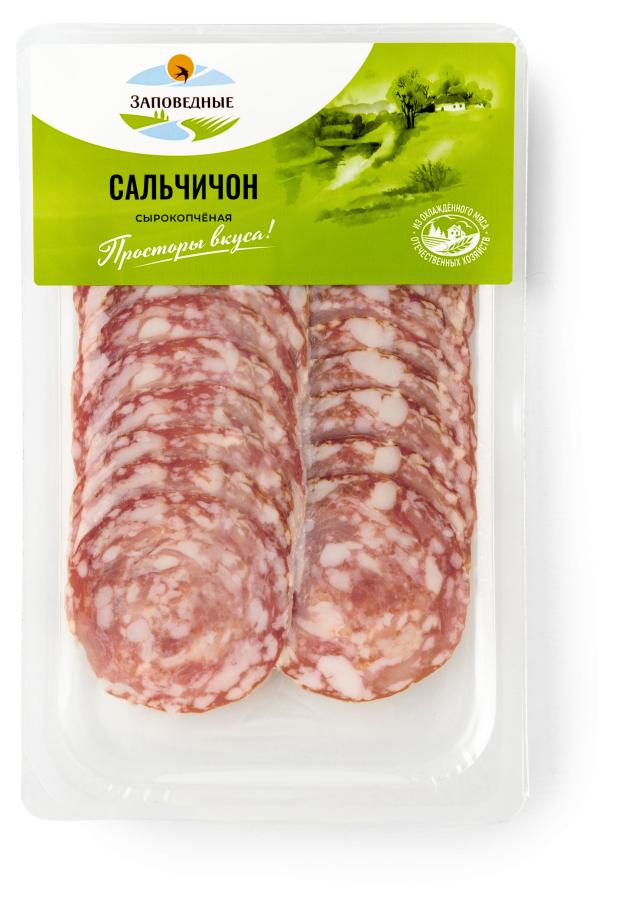 

Колбаса сырокопченая Заповедные продукты Сальчичон полусухая нарезка, 70 г