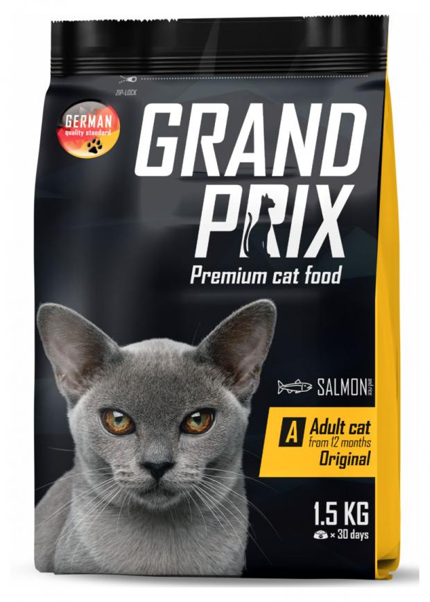 фото Сухой сухой корм для кошек grand prix adult original с лососем 1.5 кг