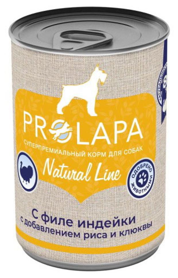 фото Влажный корм для собак prolapa natural line с филе индейки, рисом и клюквой, 400 г