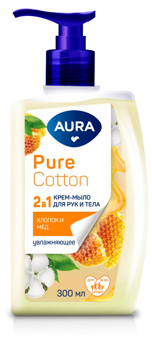 

Крем-мыло Aura Pure Cotton 2в1 для рук и тела Хлопок и мед, 300 мл