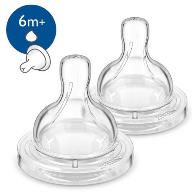 

Соска Philips Avent Classic+ для густых жидкостей силиконовая с 6 мес., 2 шт