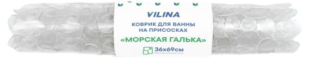 фото Коврик для ванны вилина на присосках пвх галька прозрачный, 36х69 см