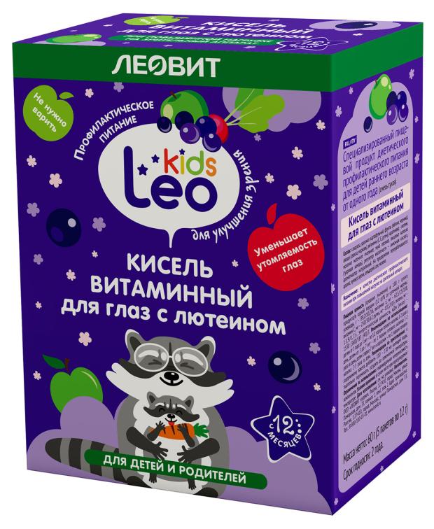 

Кисель Леовит Leo Kids Витаминный для глаз с лютеином с 12 мес., 5х12 г