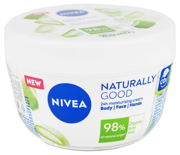 фото Крем для лица рук и тела nivea naturally good organic aloe vera увлажняющий с алоэ вера для всех типов кожи, 200 мл