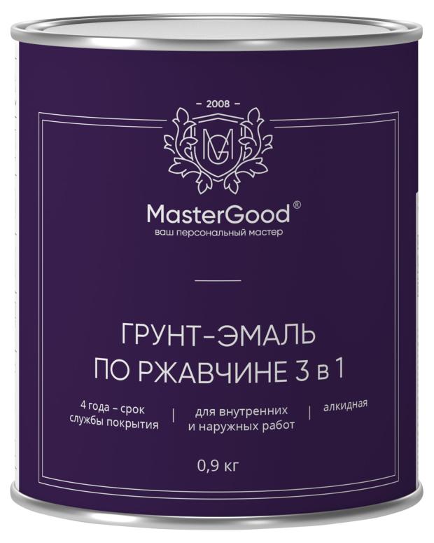 фото Грунт-эмаль 3в1 mastergood по ржавчине черная, 900 г master good