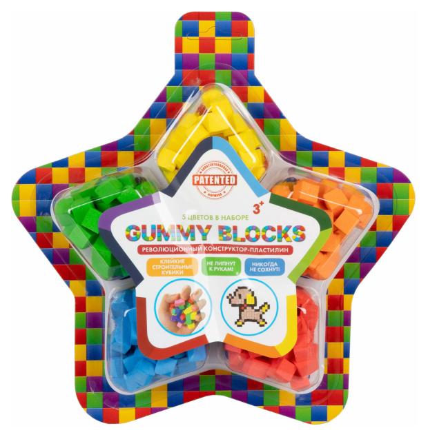 фото Конструктор-пластилин gummy blocks многоразовый разноцветный мягкий, 5 цветов