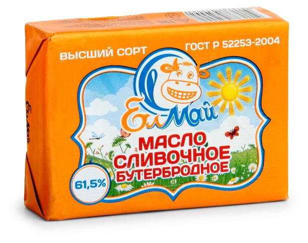 Масло сливочное ЕлМай Бутербродное 61,5% БЗМЖ, 160 г