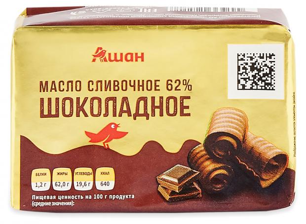 фото Масло сливочное ашан шоколадное 62%, 100 г