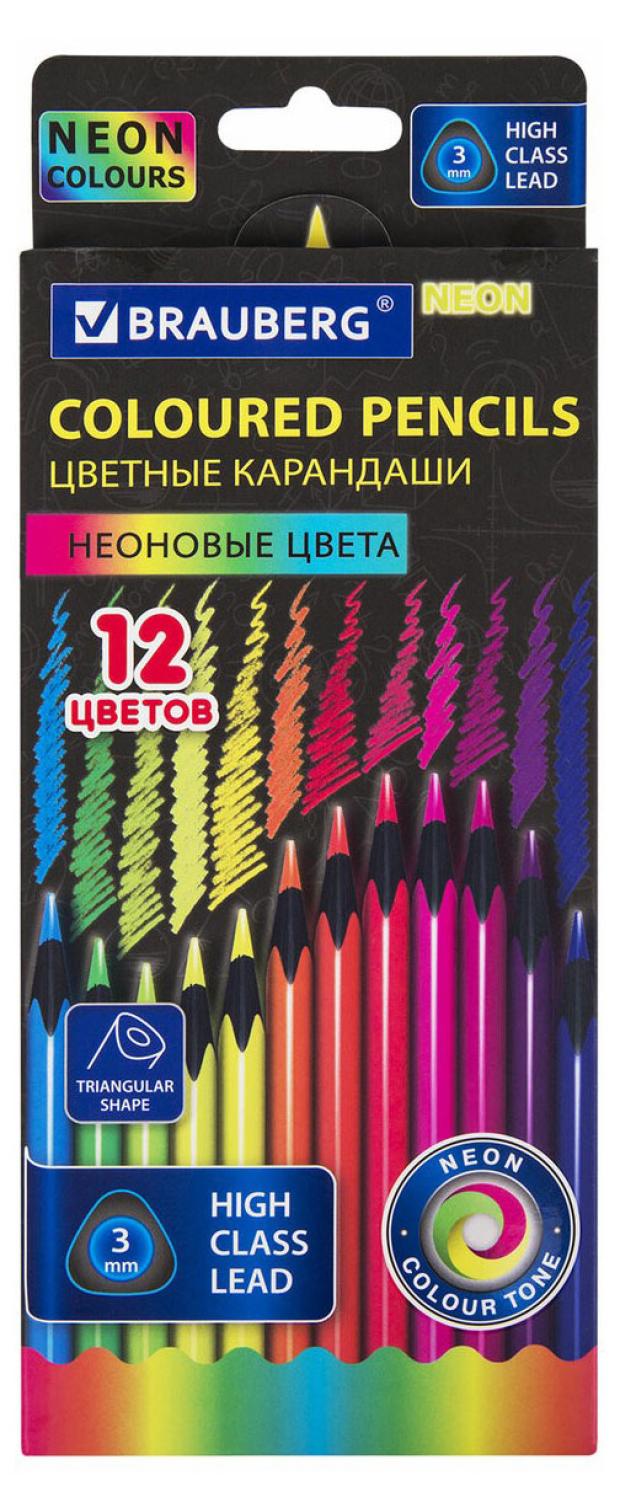 фото Карандаши цветные brauberg neon, 12 цветов