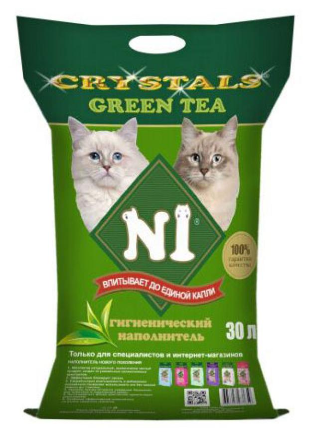 фото Наполнитель для кошачьего туалета 1 crystal green tea, 30 л №1