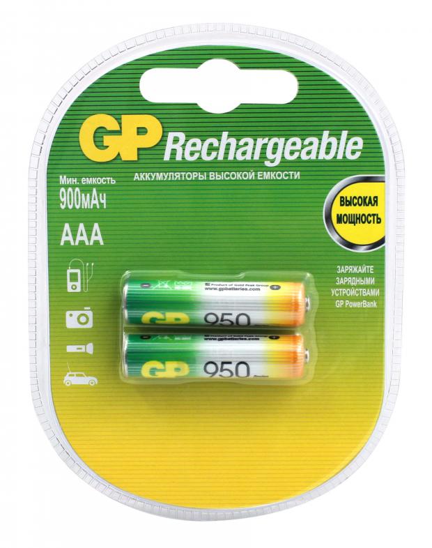 

Батарейка аккумуляторная GP Rechargeable 950 мАч типоразмер AAA, 2 шт