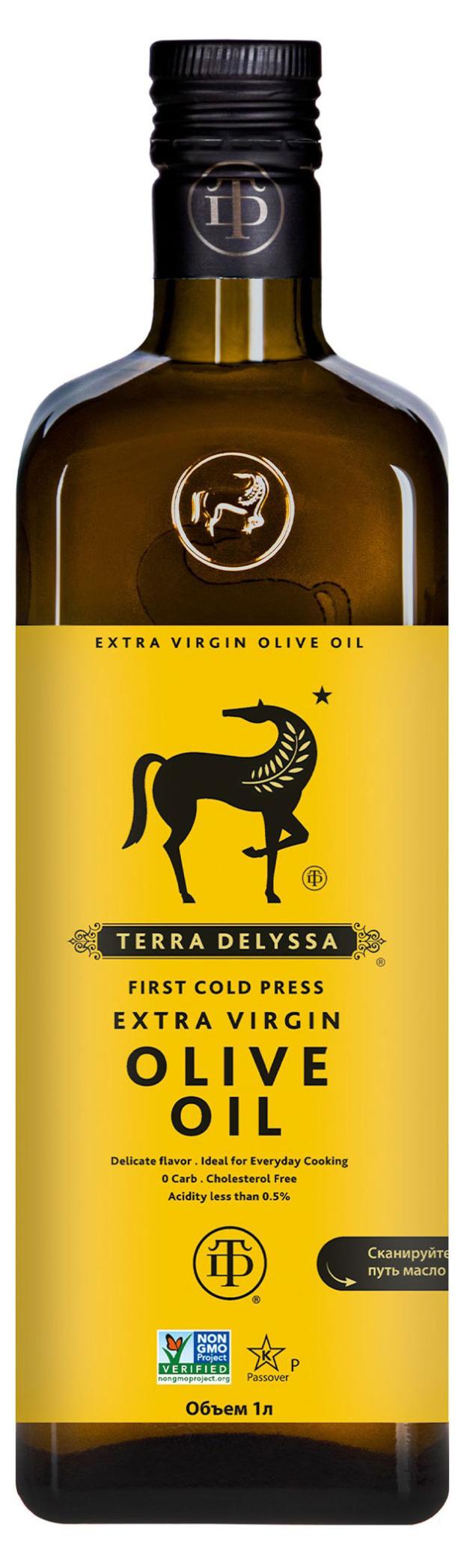 Масло оливковое Terra Delyssa Extra Virgin нерафинированное высшего качества, 1 л