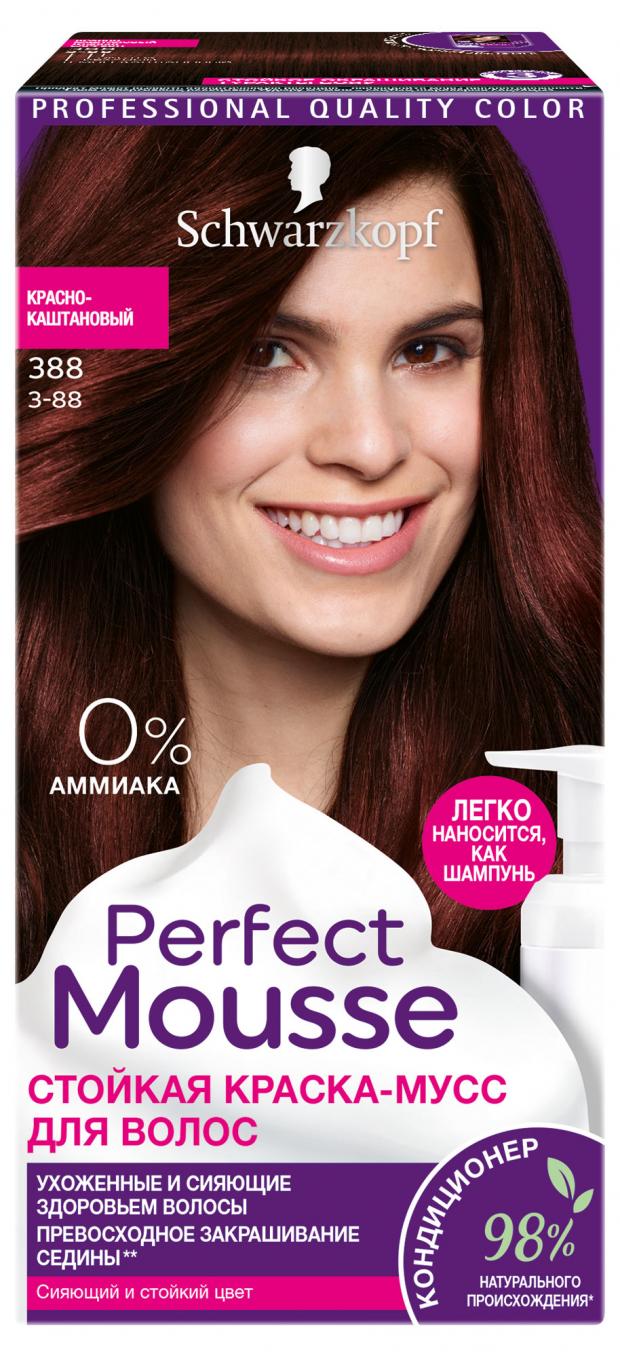 фото Краска-мусс для волос schwarzkopf perfect mousse 388 красно-каштановый, 92,5 мл