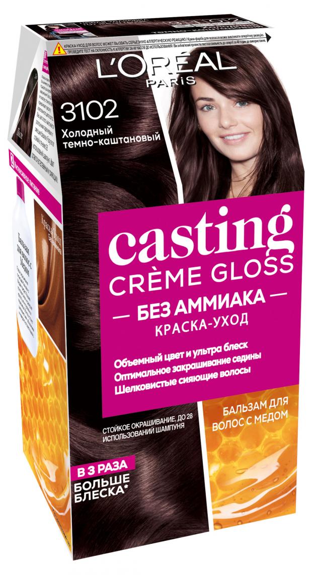 фото Краска для волос l'oreal paris casting creme gloss холодный темно-каштановый, 150 мл