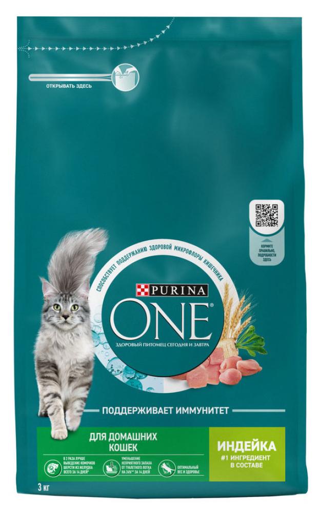 фото Сухой корм для кошек purina one с индейкой и злаками, 3 кг