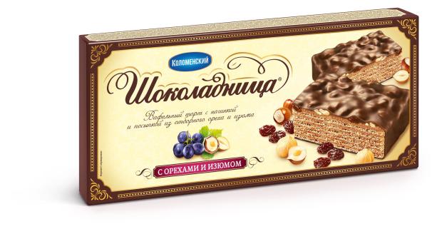 торт шоколадница 240г классический коломенский бкк Торт Шоколадница с орехом и изюмом, 250 г