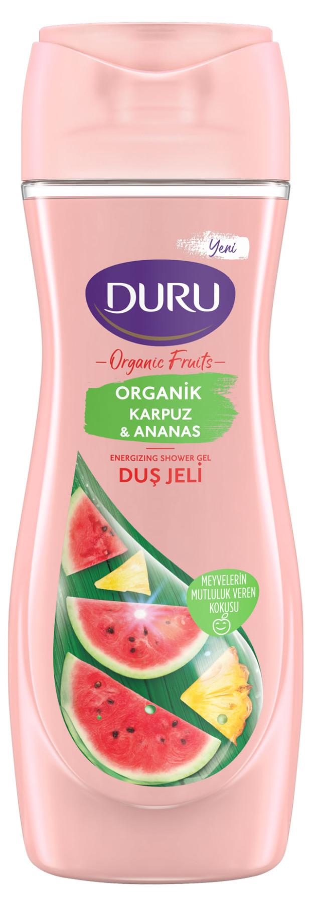 фото Гель для душа duru organic fruit watermelon &amp; pineapple, 450 мл