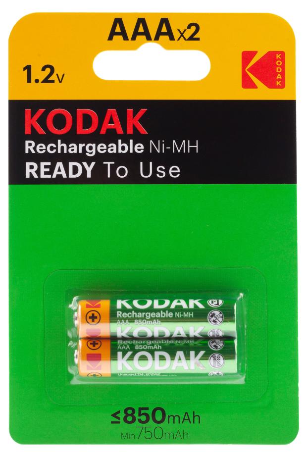 фото Аккумуляторы nimh kodak никель-металлгидридные hr03-2bl 850mаh ааa, 2 шт