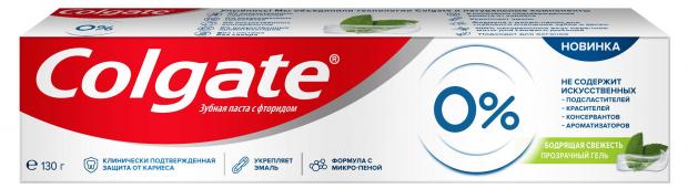 

Зубная паста от кариеса Colgate 0% Бодрящая свежесть, 130 г