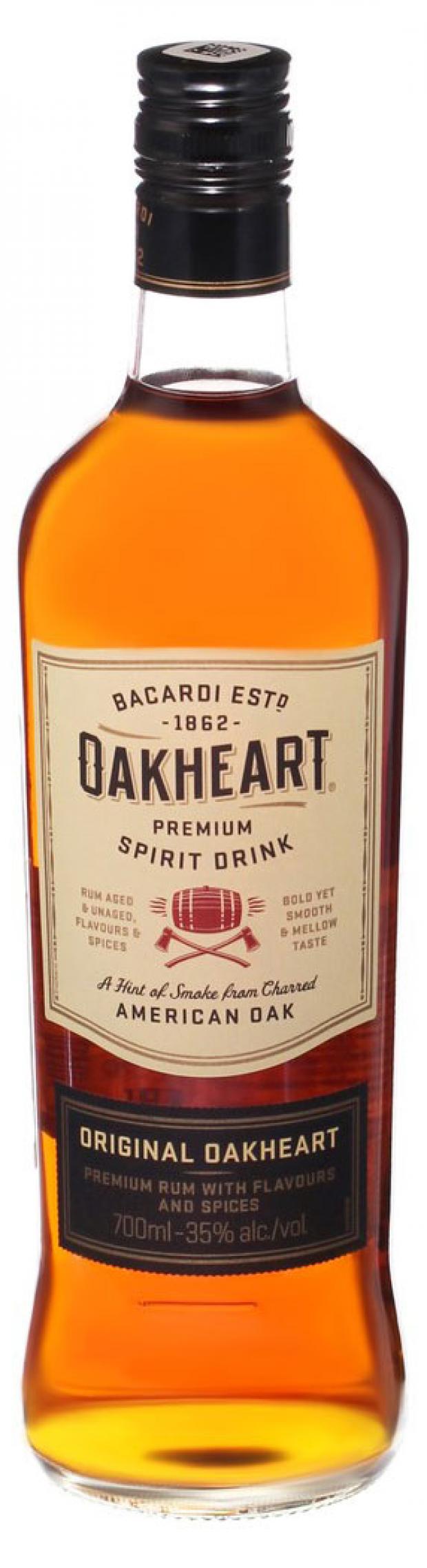 фото Напиток спиртовой на основе рома bacardi oakheart италия, 0,7 л