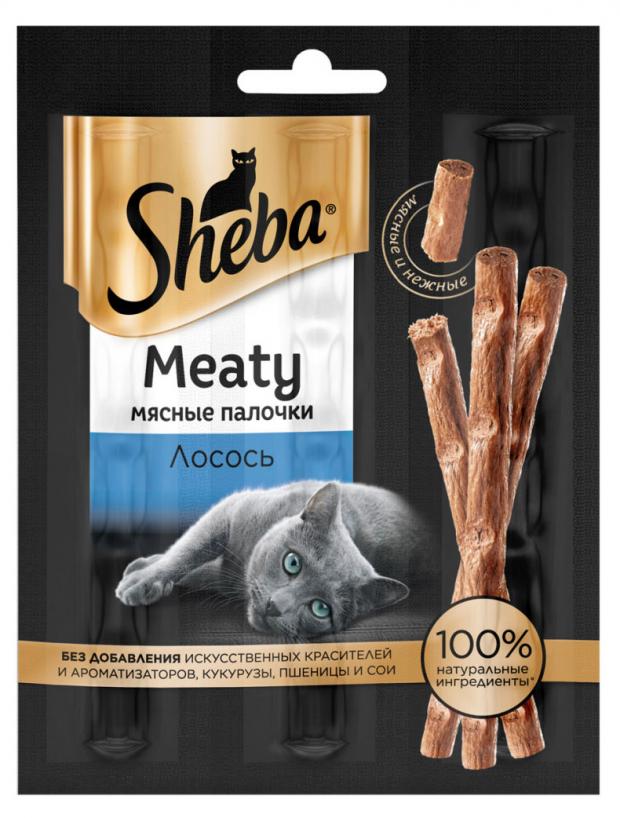 фото Лакомство для кошек sheba meaty мясные палочки со вкусом лосося, 12 г