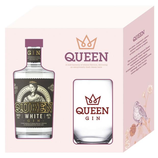 

Джин Queen White Gin в подарочной упаковке со стаканом Россия, 0,7 л